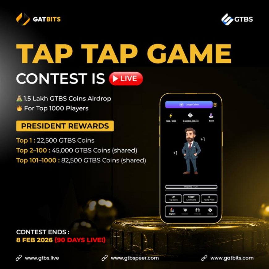 GTBS Launches Tap Tap Game Contest With 1.5 Million GTBS Coin Airdrop for Top 1,000 Players